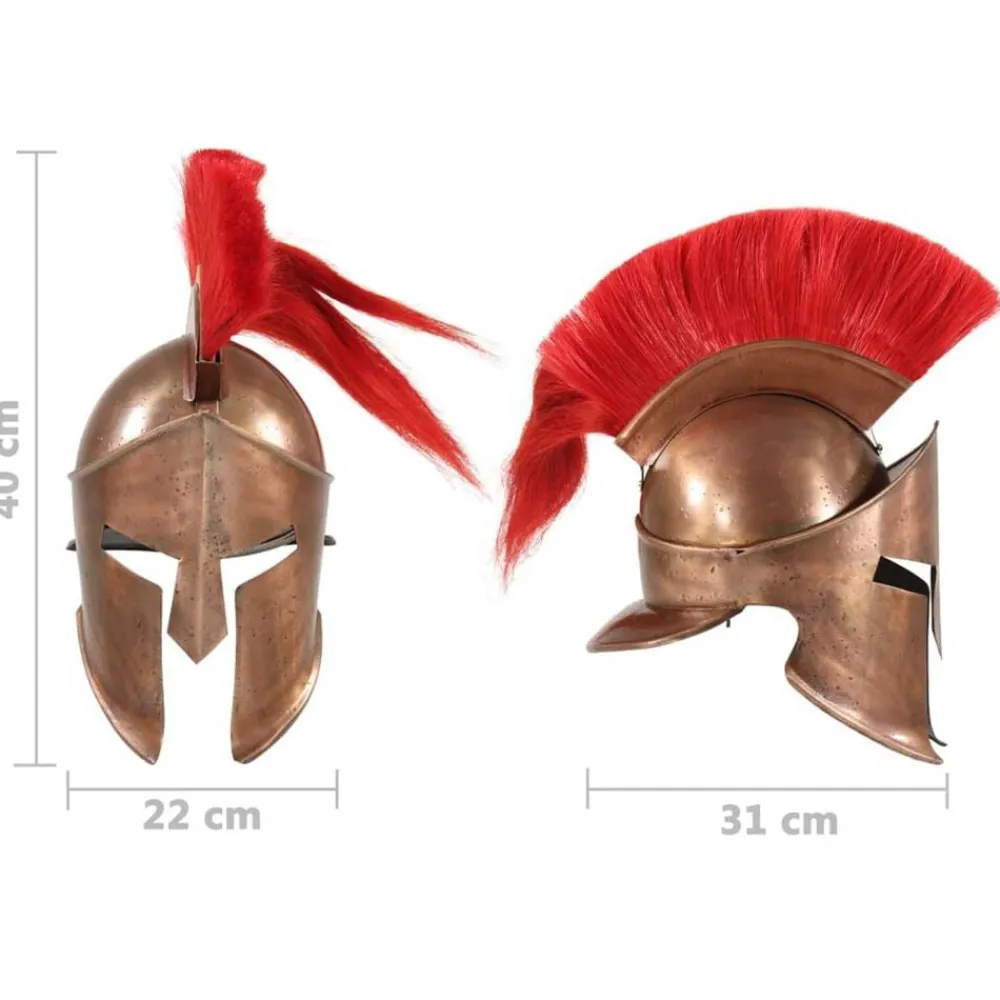 vidaXL Réplica de casco de guerrero griego rol en vivo acero cobre New