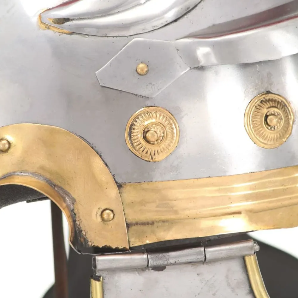 vidaXL Arte Y Ocio-Réplica de casco de soldado romano rol en vivo acero plateado