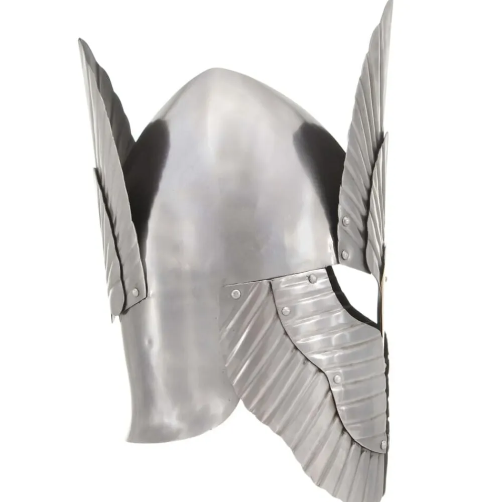 vidaXL Arte Y Ocio-Réplica de casco de caballero medieval fantasía LARP acero plateado