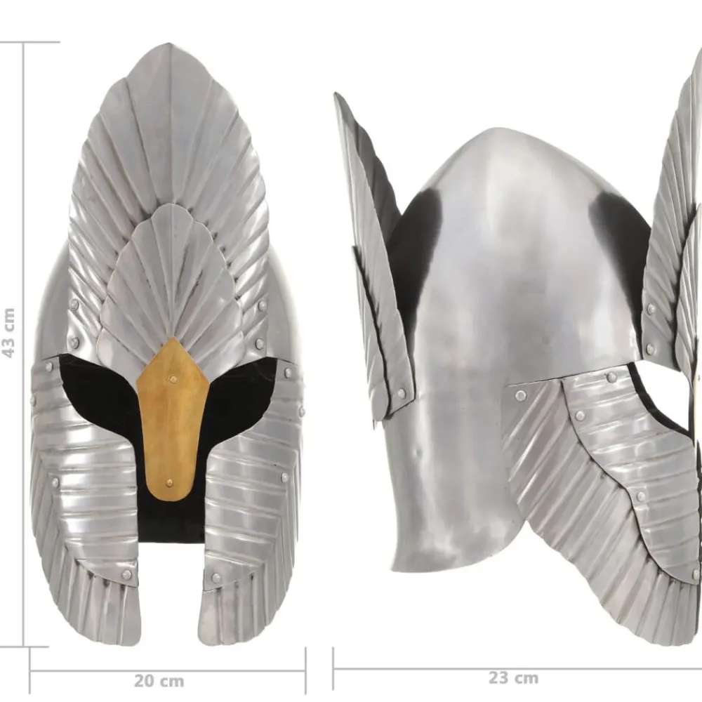 vidaXL Arte Y Ocio-Réplica de casco de caballero medieval fantasía LARP acero plateado