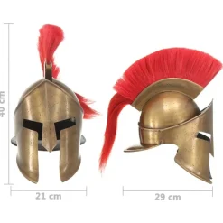 vidaXL Arte Y Ocio-Réplica de casco de guerrero griego rol en vivo acero latón