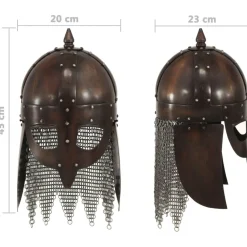 vidaXL Arte Y Ocio-Réplica de casco de guerrero vikingo LARP acero cobre