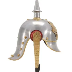 vidaXL Réplica de casco de soldado prusiano LARP acero plateado Hot