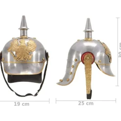 vidaXL Réplica de casco de soldado prusiano LARP acero plateado Hot