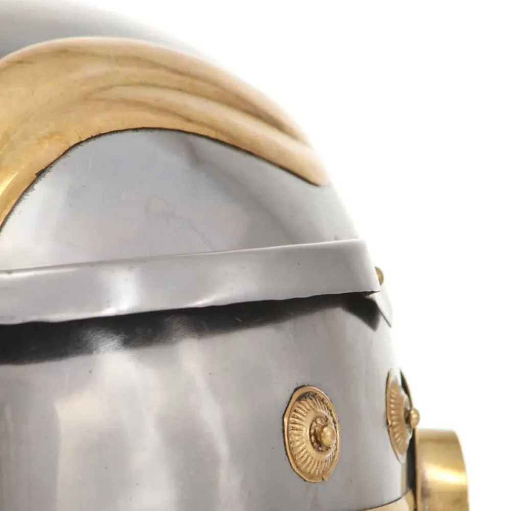 vidaXL Arte Y Ocio-Réplica de casco de soldado romano rol en vivo acero plateado
