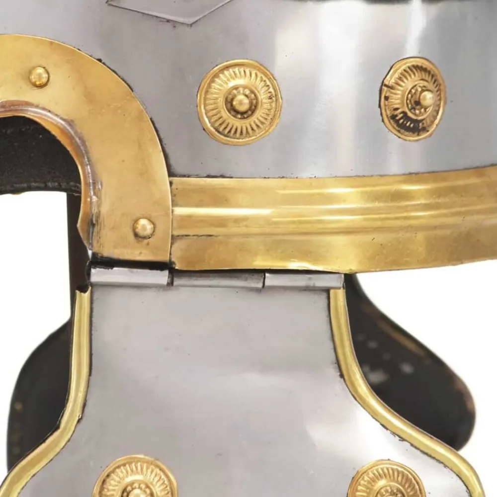 vidaXL Arte Y Ocio-Réplica de casco de soldado romano rol en vivo acero plateado