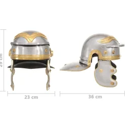 vidaXL Arte Y Ocio-Réplica de casco de soldado romano rol en vivo acero plateado
