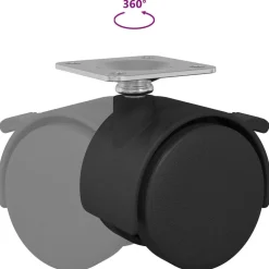 vidaXL Rueda 2 pcs Negro 39,5 x 39,5 x 37,8 mm Hierro y polipropileno
