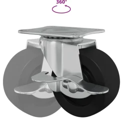 vidaXL Rueda 2 pcs Negro y plateado 50,7 x 50,7 x 24,4 mm Sale