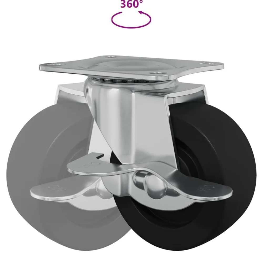vidaXL Rueda 2 pcs Negro y plateado 50,7 x 50,7 x 24,4 mm Sale