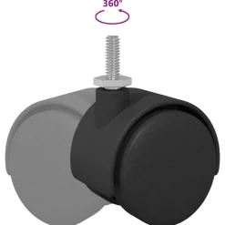 vidaXL Rueda 2 pcs Negro y Plata 40,1 x 40,1 x 37,8 mm Hierro y PP Clearance