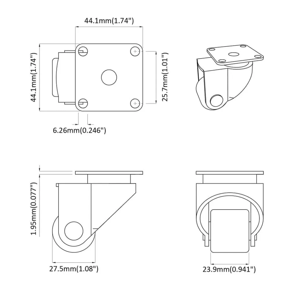 vidaXL Rueda 2 pcs Plateado 44,1 x 44,1 x 1,95 mm Nylon Hot