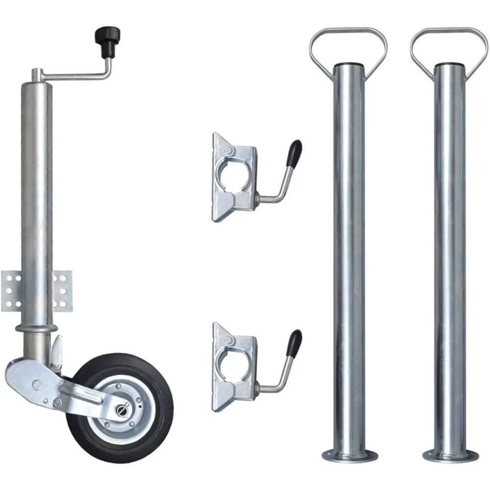 vidaXL Piezas Y Accesorios Para Vehículos-Rueda de remolque 2 tubos soporte 2 abrazaderas divididas 60 mm