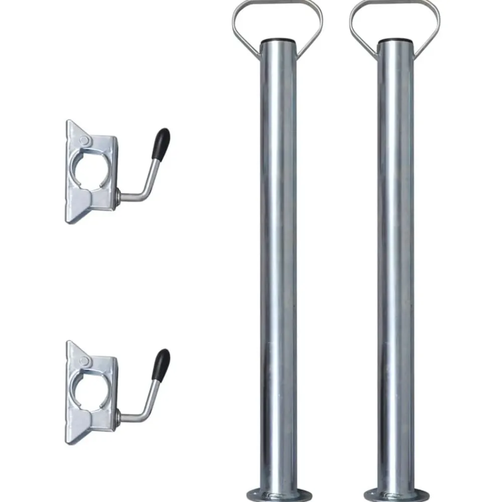 vidaXL Piezas Y Accesorios Para Vehículos-Rueda de remolque 2 tubos soporte 2 abrazaderas divididas 60 mm