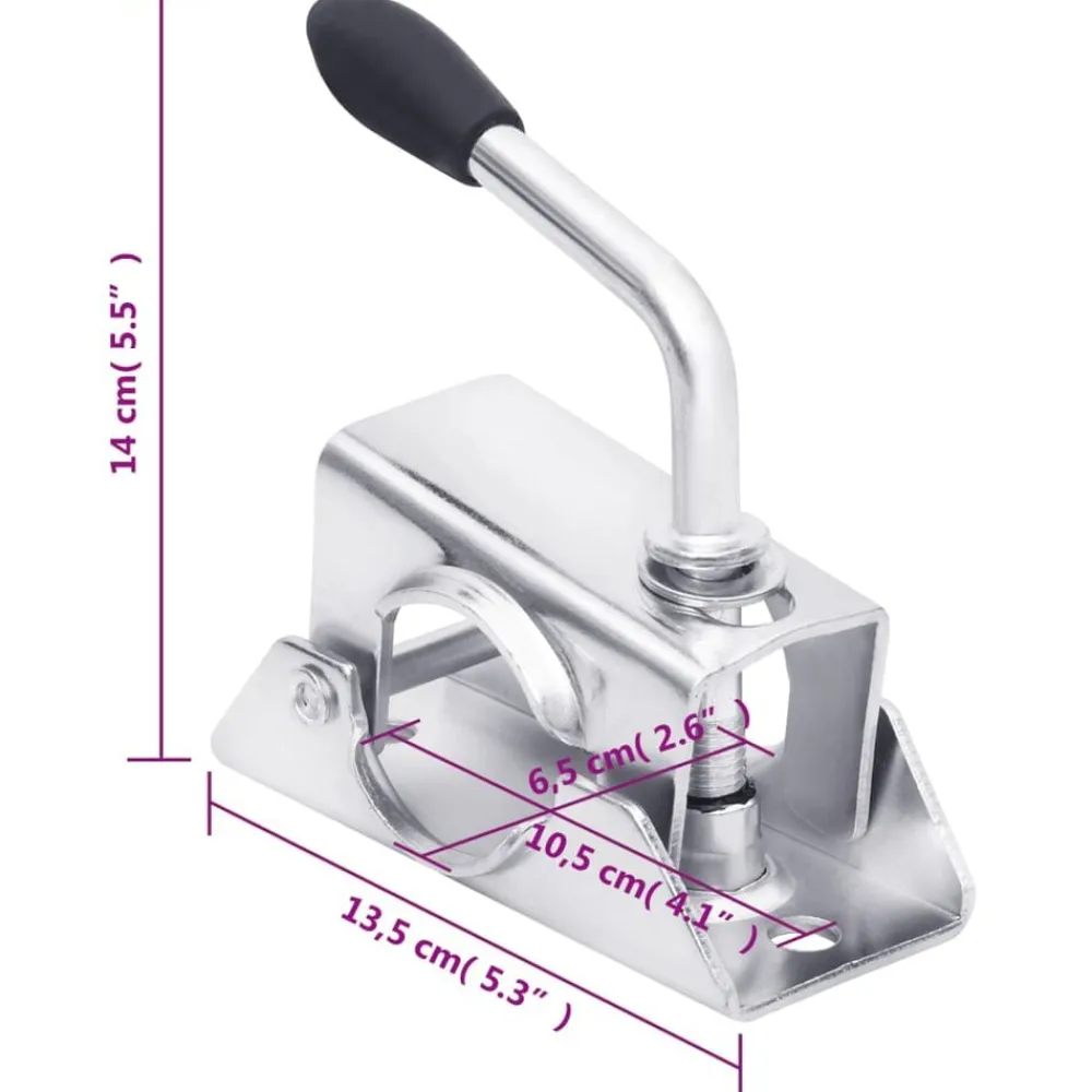 vidaXL Piezas Y Accesorios Para Vehículos-Rueda de remolque 2 tubos soporte 2 abrazaderas divididas 60 mm