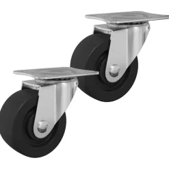 vidaXL Accesorios De Bricolaje-Rueda giratoria 2 pcs Plateado 60 x 60 x 50 mm Hierro y nylon
