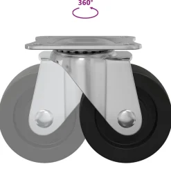 vidaXL Accesorios De Bricolaje-Rueda giratoria 2 pcs Plateado 60 x 60 x 50 mm Hierro y nylon