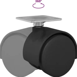 vidaXL Accesorios De Bricolaje-Rueda giratoria 2 pcs Negro 39,5 x 39,5 x 37,8 mm Hierro y PP