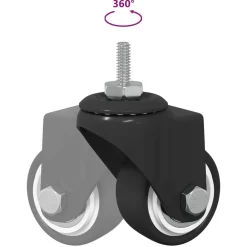 vidaXL Accesorios De Bricolaje-Rueda giratoria 2 pcs Negro 40,4 x 40,4 x 19,7 mm