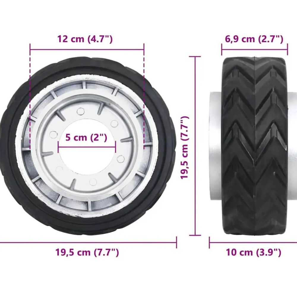 vidaXL Piezas Y Accesorios Para Vehículos-Rueda para rueda de remolque jockey aluminio y goma Ø19,5x10 cm