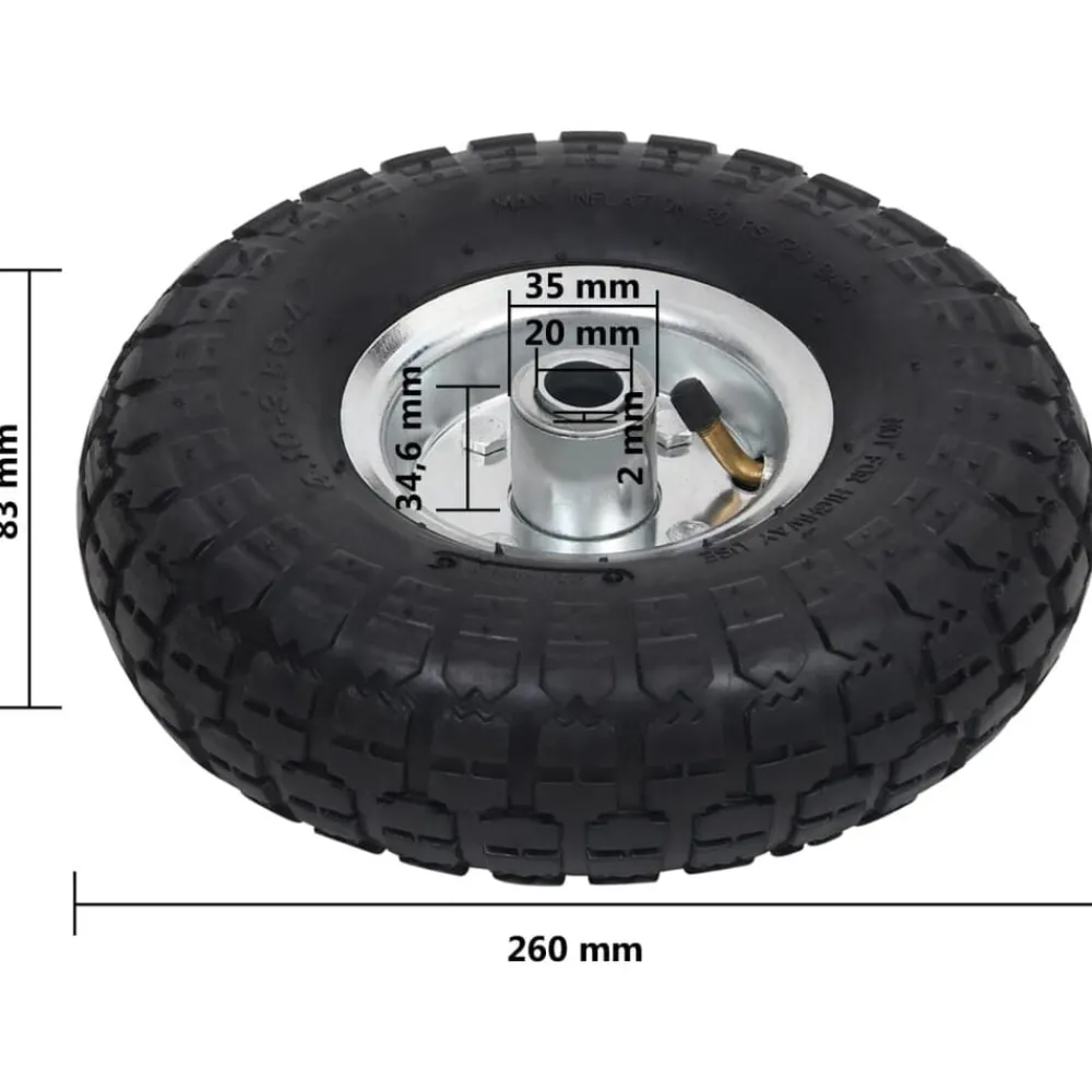 vidaXL Ruedas de carrito de sacos 2 unidades goma 4.10/3.50-4 (260x83) Clearance