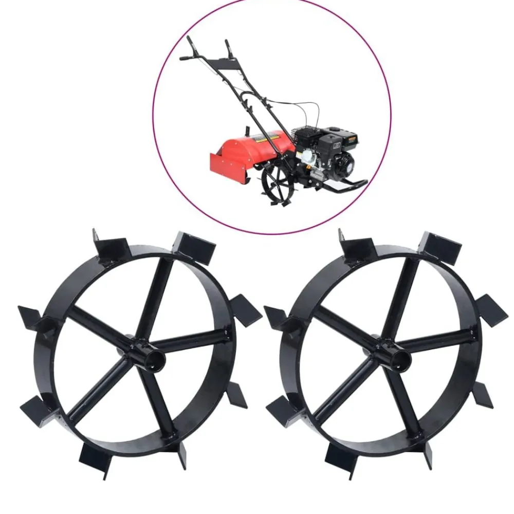vidaXL Jardín-Ruedas de metal para arado de gasolina 6,5 HP 2 uds