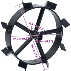 vidaXL Jardín-Ruedas de metal para arado de gasolina 6,5 HP 2 uds