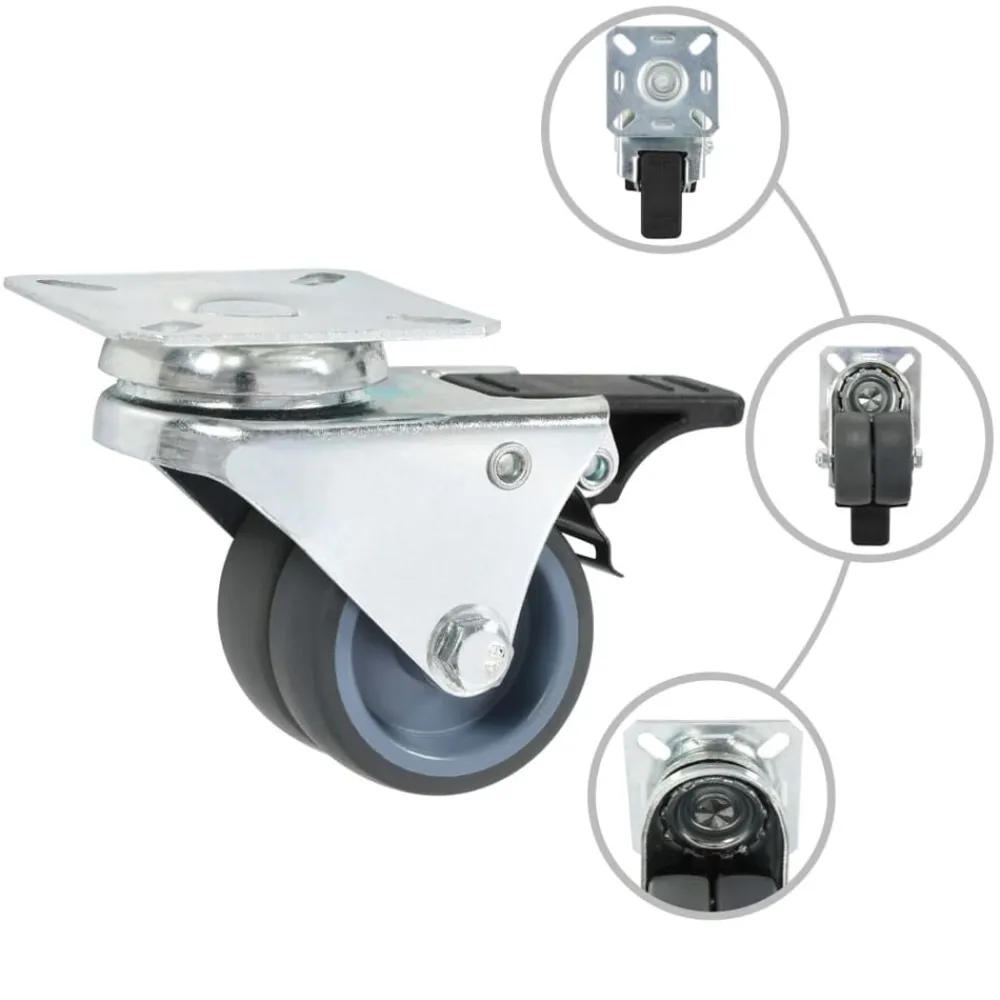 vidaXL Ruedas dobles giratorias con frenos dobles 4 unidades 50 mm Outlet