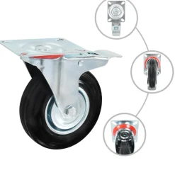 vidaXL Manipulación De Materiales-Ruedas giratorias con frenos dobles 4 unidades 125 mm