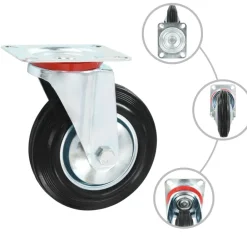 vidaXL Manipulación De Materiales-Ruedas giratorias 4 unidades 160 mm
