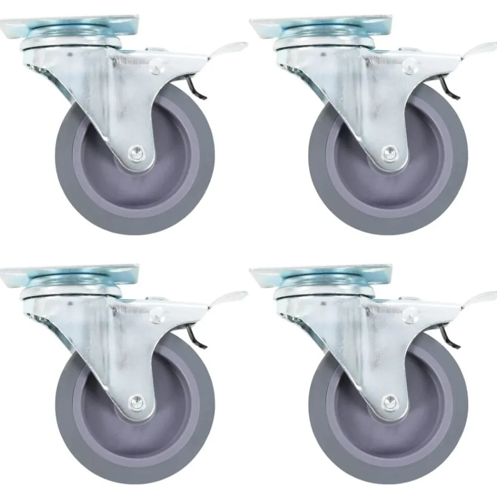 vidaXL Manipulación De Materiales-Ruedas giratorias con frenos dobles 4 unidades 75 mm