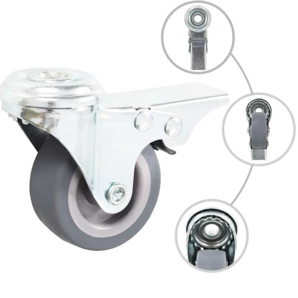 vidaXL Ruedas giratorias agujero pasador y frenos dobles 4 uds 50 mm