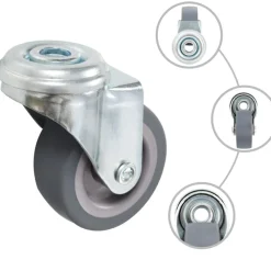 vidaXL Manipulación De Materiales-Ruedas giratorias con agujero pasador 4 unidades 50 mm