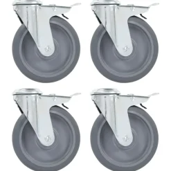 vidaXL Ruedas giratorias agujero pasador y frenos dobles 4 uds 125 mm Hot