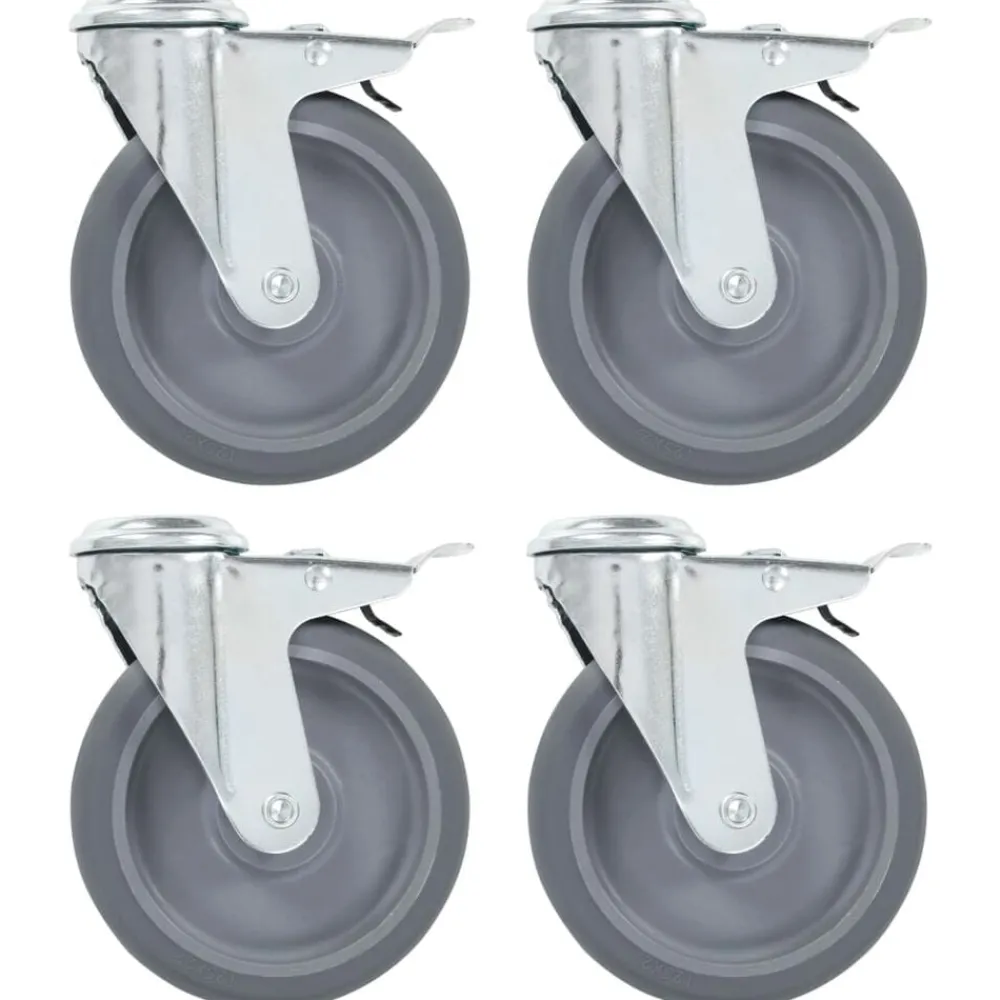 vidaXL Ruedas giratorias agujero pasador y frenos dobles 4 uds 125 mm Hot