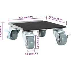 vidaXL Ruedas para muebles (4 unidades, con elevador, 13,5 x 13,5 x 6 cm, acero, 1300 kg)