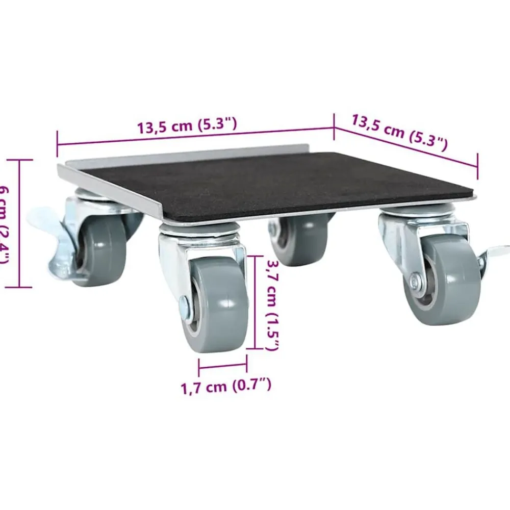vidaXL Ruedas para muebles (4 unidades, con elevador, 13,5 x 13,5 x 6 cm, acero, 1300 kg)