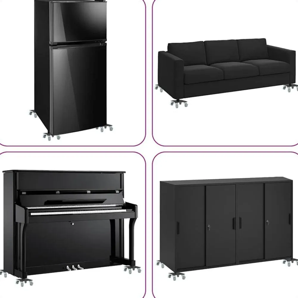 vidaXL Ruedas para muebles (4 unidades, con elevador, 13,5 x 13,5 x 6 cm, acero, 1300 kg)
