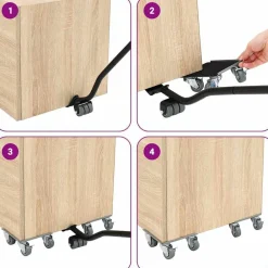 vidaXL Ruedas para muebles (4 unidades, con elevador, 13,5 x 13,5 x 6 cm, acero, 1300 kg)