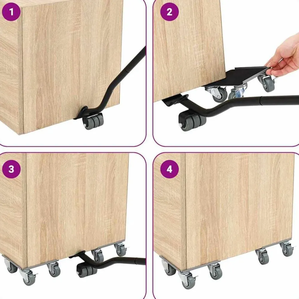 vidaXL Ruedas para muebles (4 unidades, con elevador, 13,5 x 13,5 x 6 cm, acero, 1300 kg)