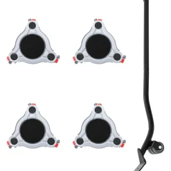 vidaXL Accesorios De Bricolaje-Ruedas para muebles (4 unidades, con elevador, 14,5 x 13,5 x 4 cm, acero, 400 kg)