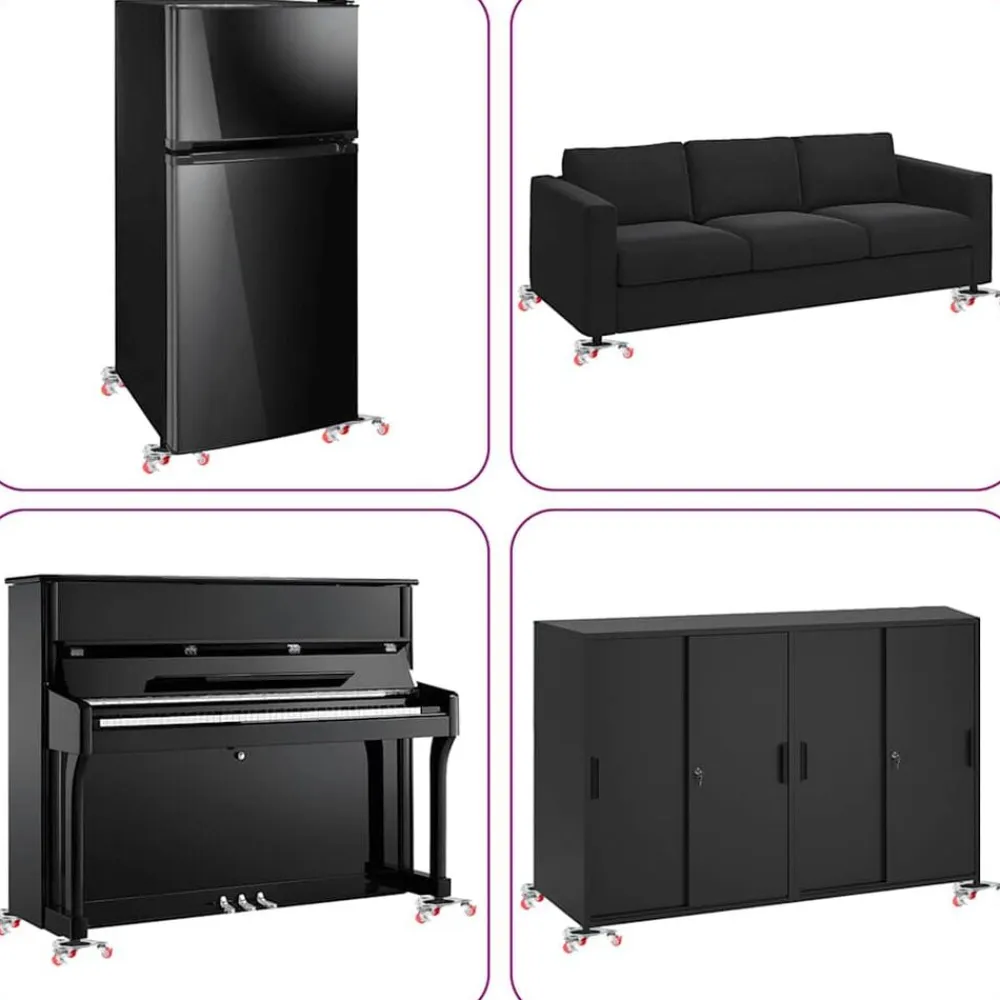 vidaXL Accesorios De Bricolaje-Ruedas para muebles (4 unidades, con elevador, 14,5 x 13,5 x 4 cm, acero, 400 kg)