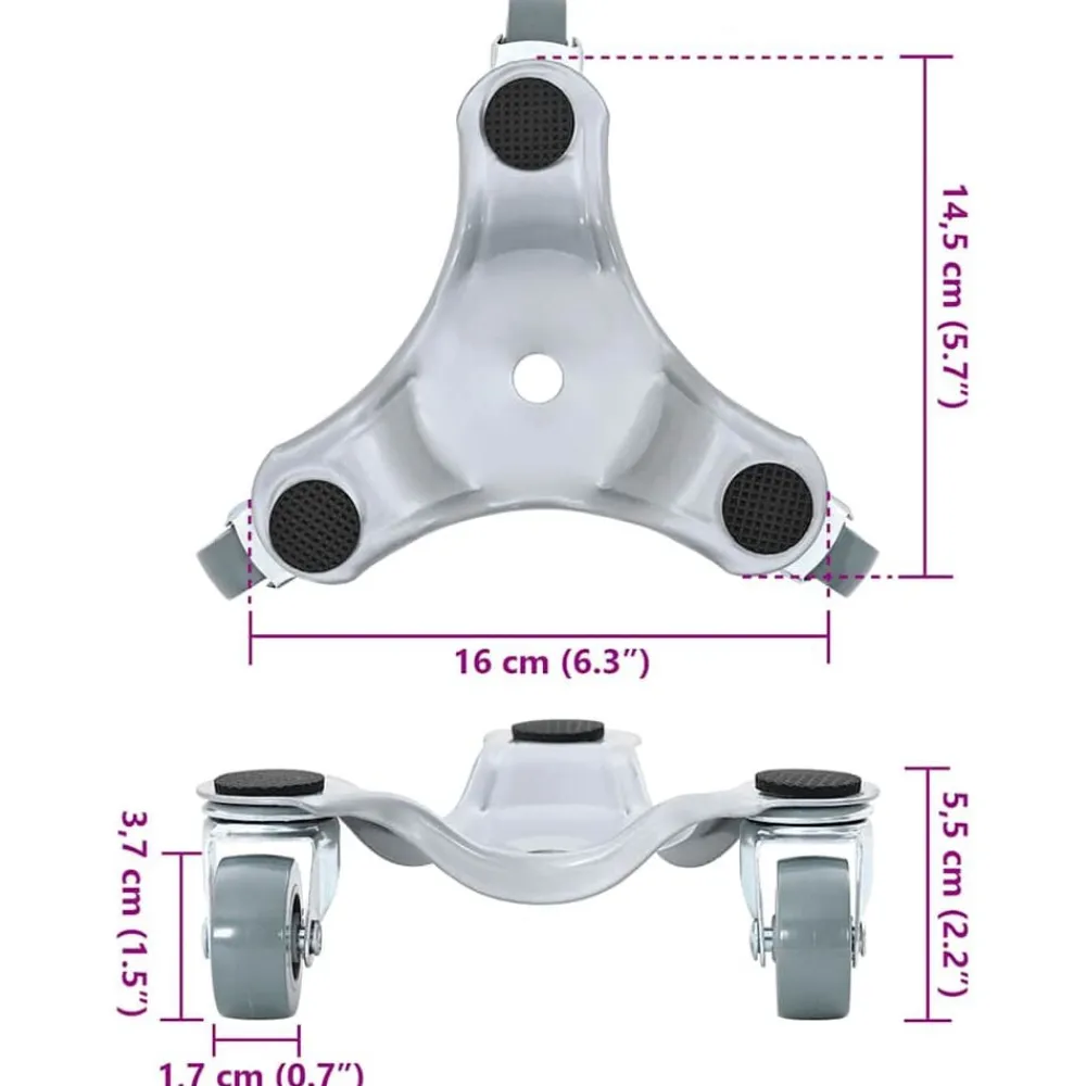 vidaXL Ruedas para muebles (4 unidades, 16 x 14,5 x 5,5 cm, acero, 180 kg) Hot