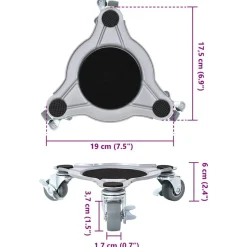 vidaXL Ruedas para muebles (4 unidades, con elevador, 19 x 17,5 x 6 cm, acero, 1000 kg) Online