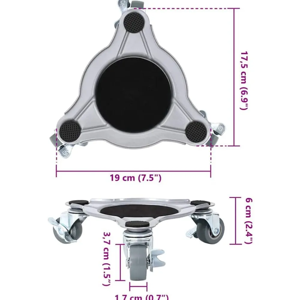 vidaXL Ruedas para muebles (4 unidades, con elevador, 19 x 17,5 x 6 cm, acero, 1000 kg) Online