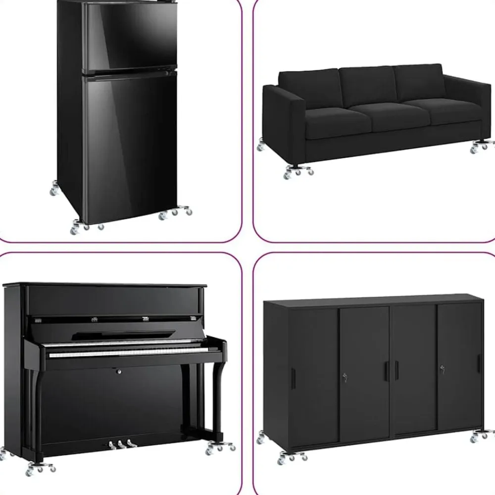 vidaXL Ruedas para muebles (4 unidades, con elevador, 19 x 17,5 x 6 cm, acero, 1000 kg) Online