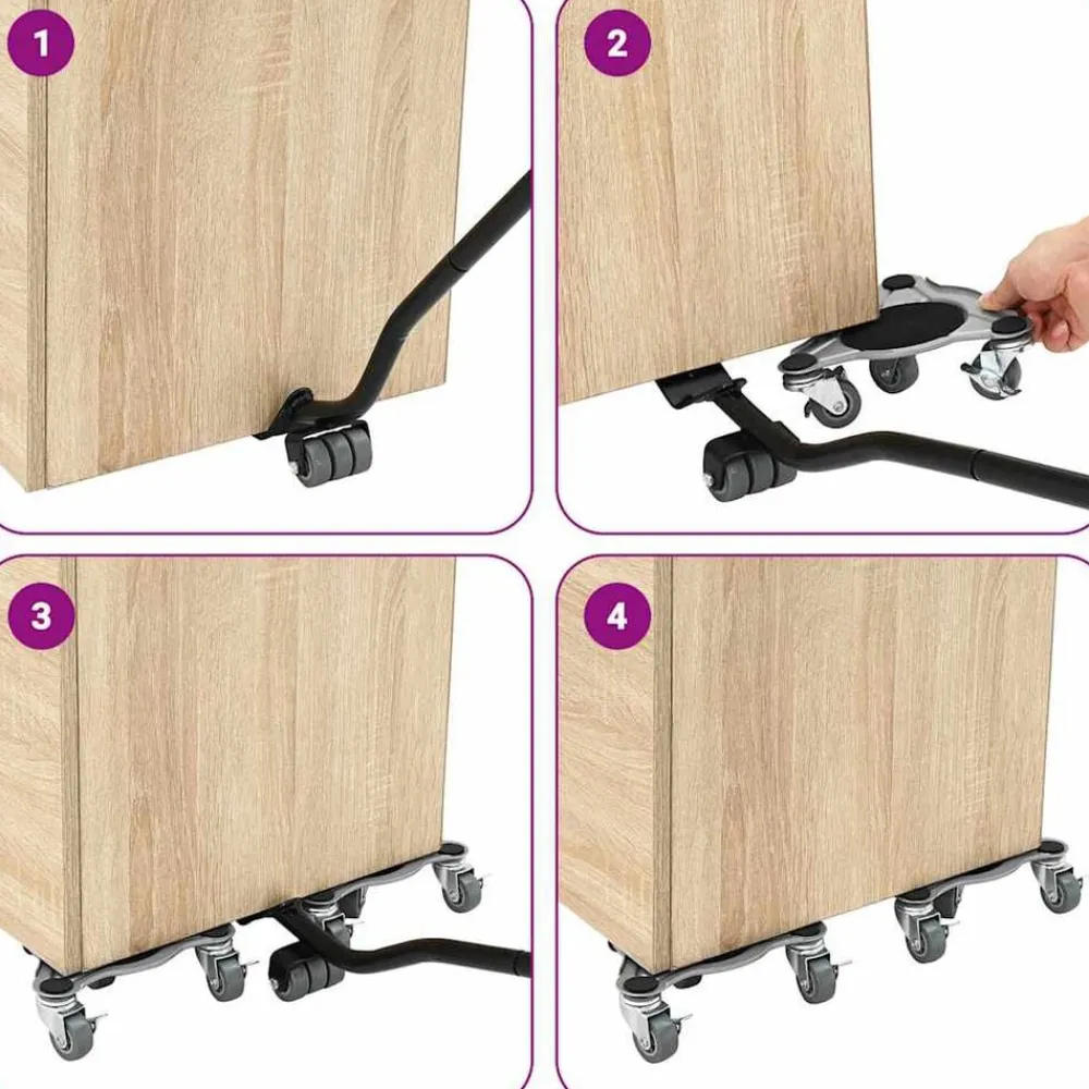 vidaXL Ruedas para muebles (4 unidades, con elevador, 19 x 17,5 x 6 cm, acero, 1000 kg) Online