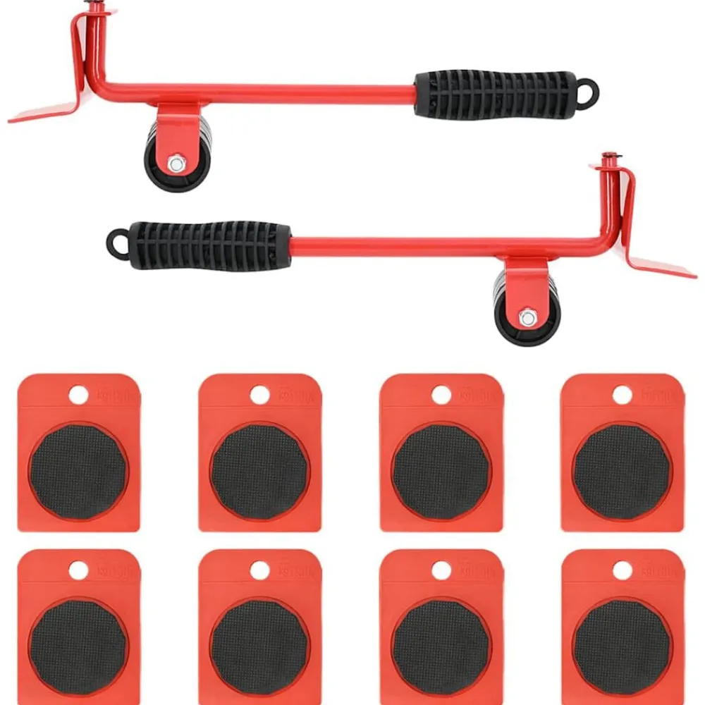 vidaXL Accesorios De Bricolaje-Ruedas para muebles (8 unidades, con elevadores), color rojo, 9,8 x 7,5 x 3 cm, 150 kg