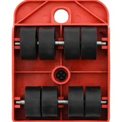 vidaXL Accesorios De Bricolaje-Ruedas para muebles (8 unidades, con elevadores), color rojo, 9,8 x 7,5 x 3 cm, 150 kg