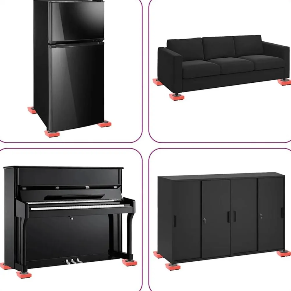 vidaXL Accesorios De Bricolaje-Ruedas para muebles (8 unidades, con elevadores), color rojo, 9,8 x 7,5 x 3 cm, 150 kg